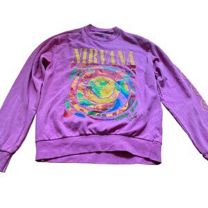 Nirvana Size M Y2K 90s Grunge Pink Pullover Long Sleeve Crew Neck Sweatshirt
